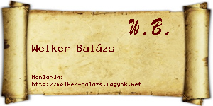 Welker Balázs névjegykártya